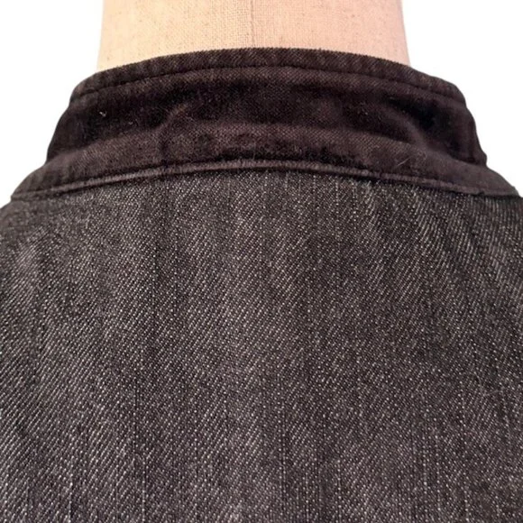 DKNY Jeans Women's Black Cropped Denim Military Style Jacket Stretch Faded L EUC - Picture 12 of 16